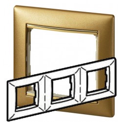 Рамка установочная 3-постовая горизонтальная цвет матовое золото/золото Legrand серии Valena